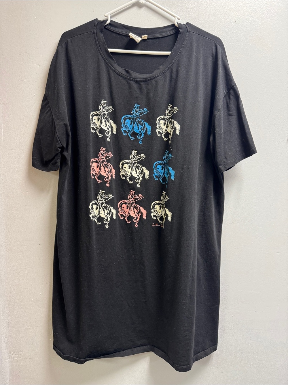 Womens Black Graphic Polo Rider Print T‑Shirt/Dress